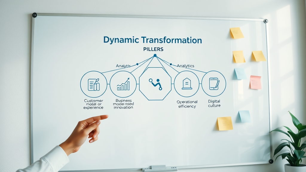 infographic showing five digital transformation pillars for small business digital transformation