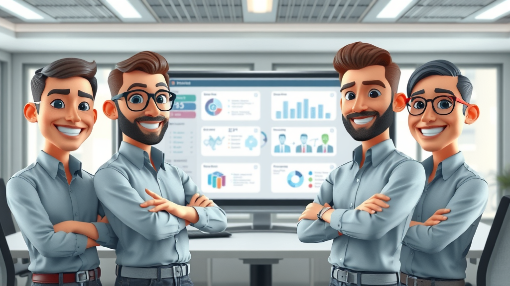 tech team managing app scaling and business integration in modern office