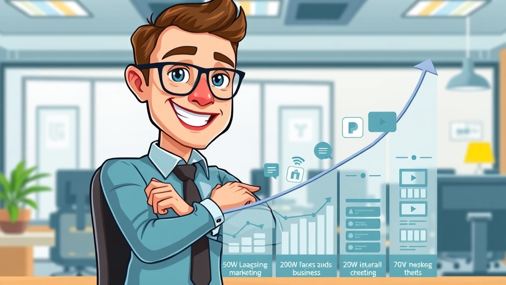dynamic infographic showing growth statistics for Muskegon businesses using online promotion strategies Muskegon, modern office background