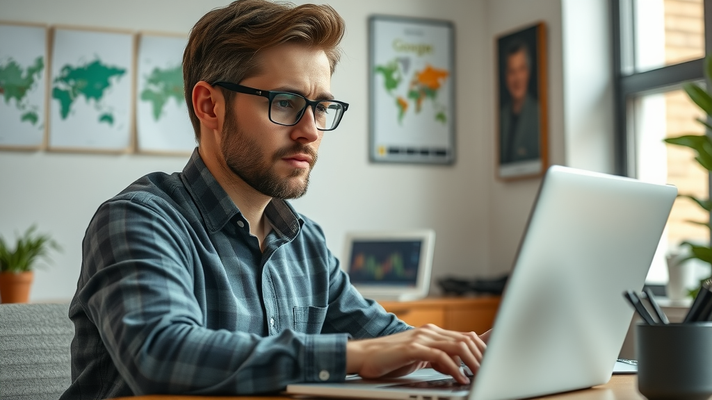 up-to-date professional researching Google algorithm updates, local SEO Muskegon businesses, Muskegon branding
