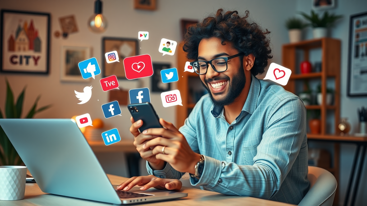 social media business owner posting Muskegon content for integrated digital marketing strategy and local seo
