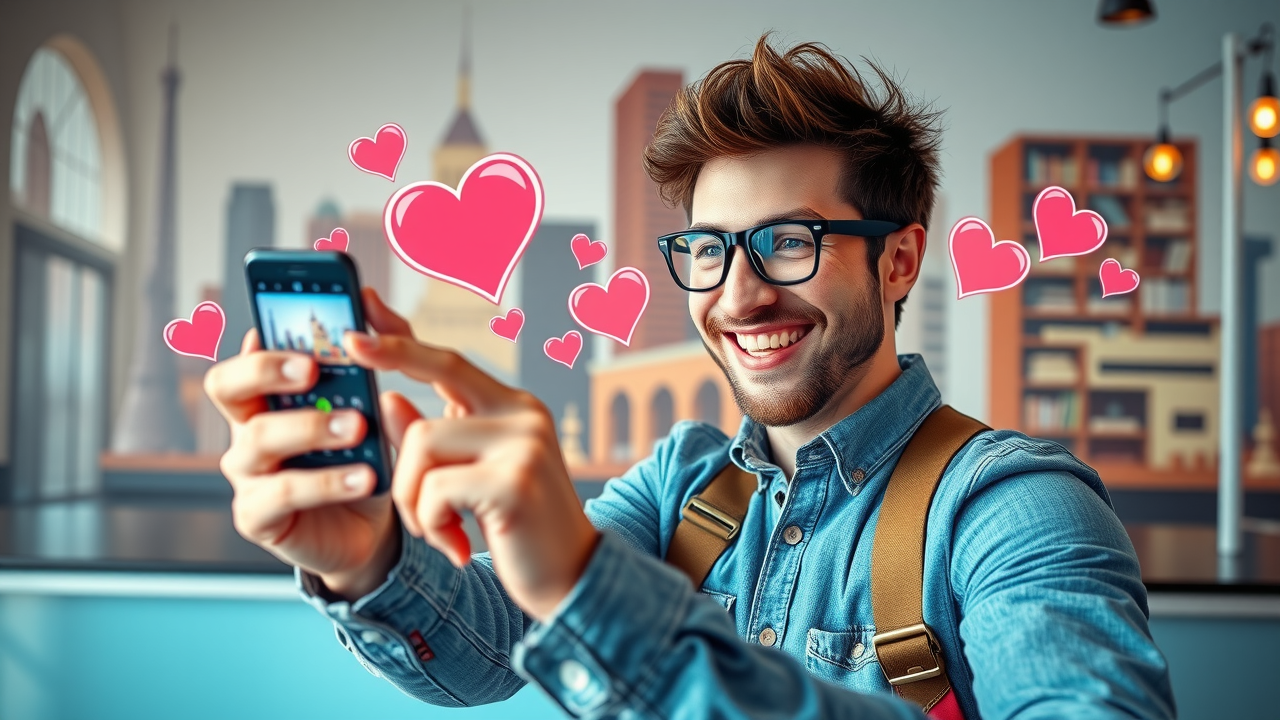 vibrant social media campaign for Muskegon online presence, business owner posting content with followers engaging