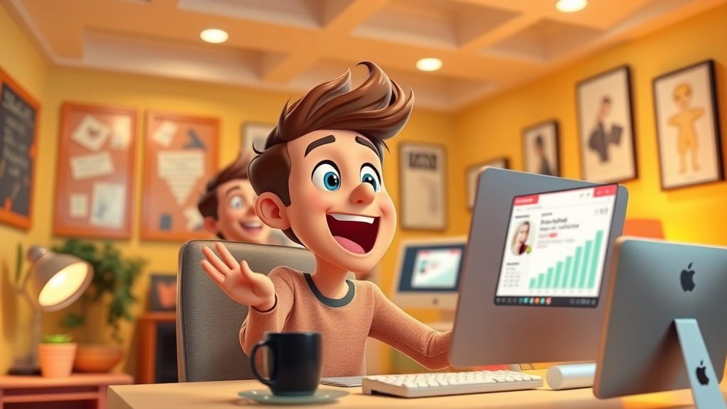 influencer using affiliate marketing tools to track campaign results on creative studio workstation