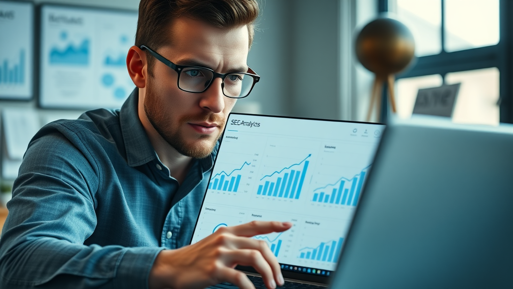 SEO service analysis for Muskegon businesses: Analytics dashboard showing search engine optimization results
