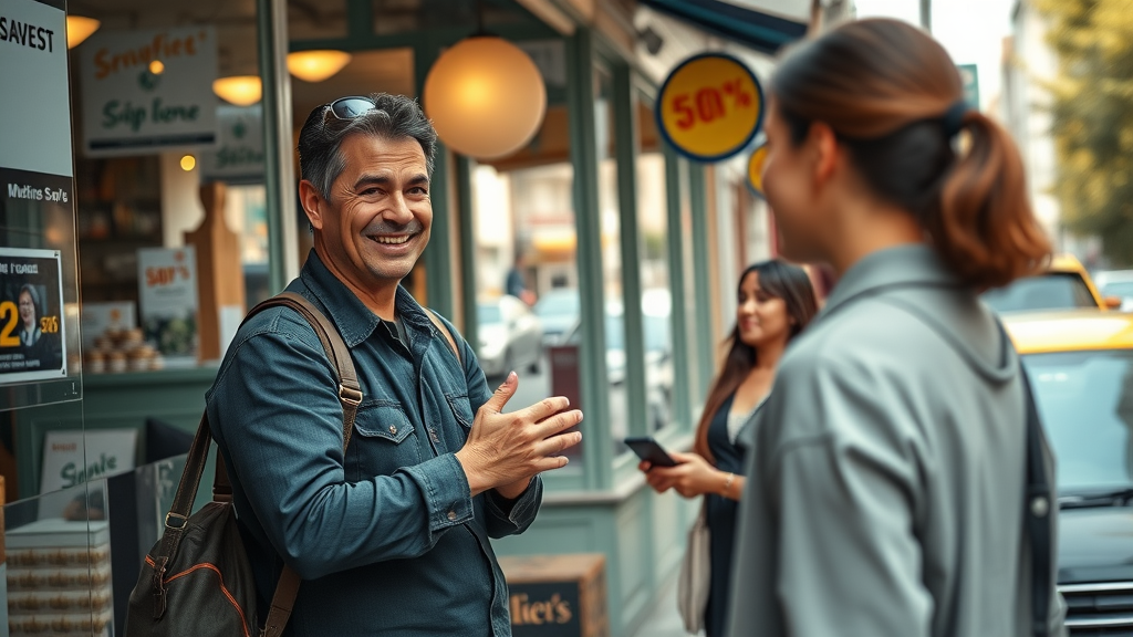 local SEO optimization small business storefront engaging urban customers vibrant lifelike