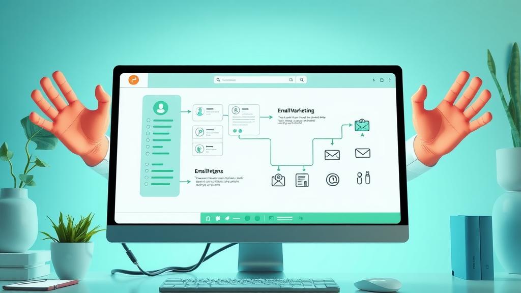computer showing email marketing automation workflow and analytics
