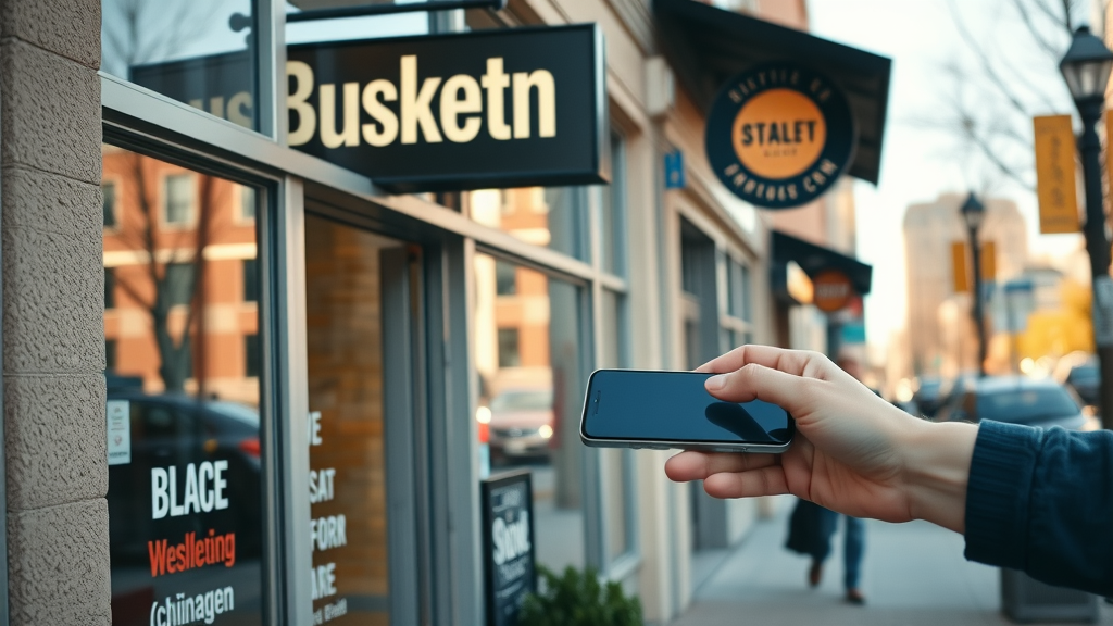 SEO services Muskegon MI shown through a vibrant Muskegon MI local business storefront, welcoming customers and reflecting strong online visibility