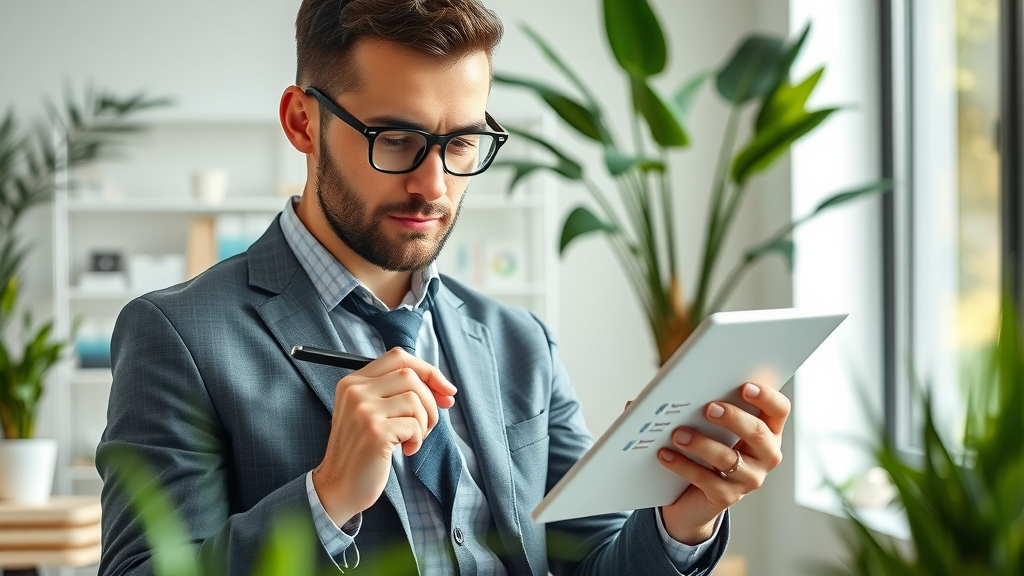 seo service organized business owner reviewing detailed Muskegon SEO checklist on digital tablet