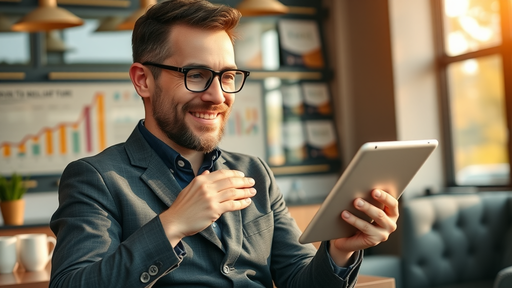 Muskegon entrepreneur celebrating successful ROI from PPC campaign analytics