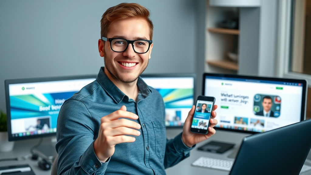 sleek modern business website design on desktop and mobile with Muskegon branding, web designer showing website design for Muskegon online presence