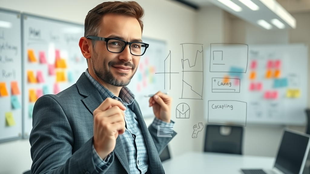 marketing strategist develops a digital marketing strategy for Michigan businesses on a digital board