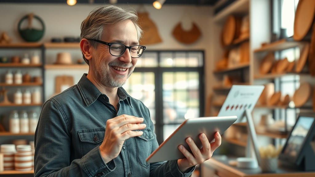 Happy customer gives five-star review using digital social proof in a Muskegon shop.