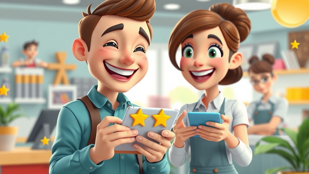 local SEO optimization customer leaving five-star review mobile shop service staff reviews