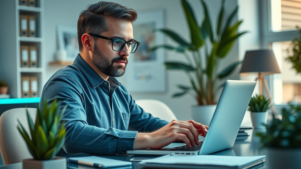 professional marketer updating Google Business Profile on a laptop, ensuring business information and categories are optimized for maps ranking