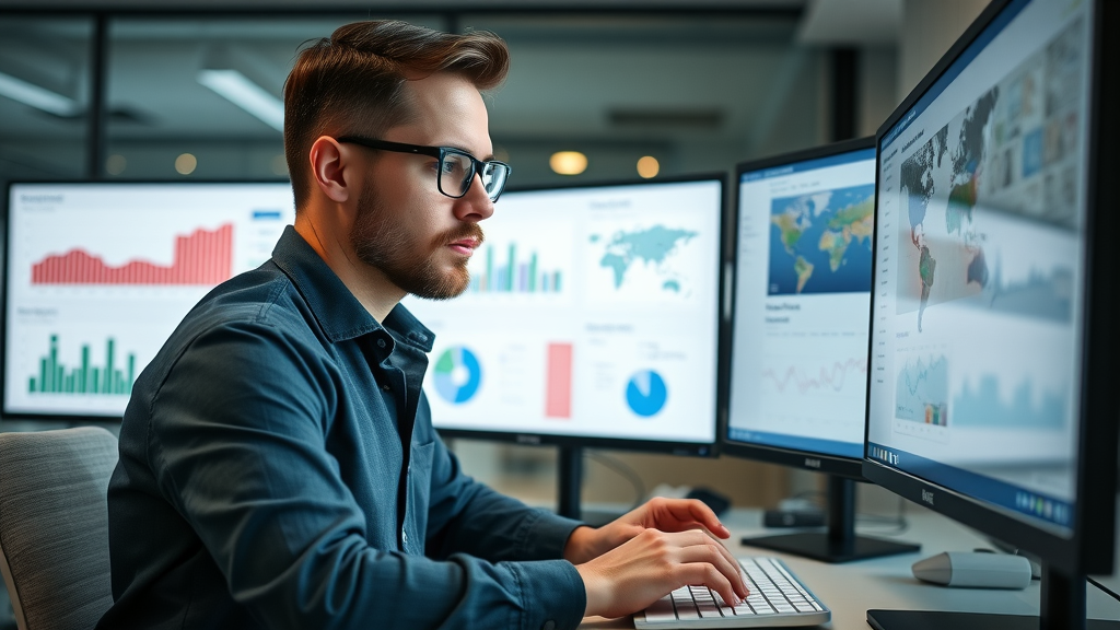 digital marketer analyzing google my business dashboard for optimization