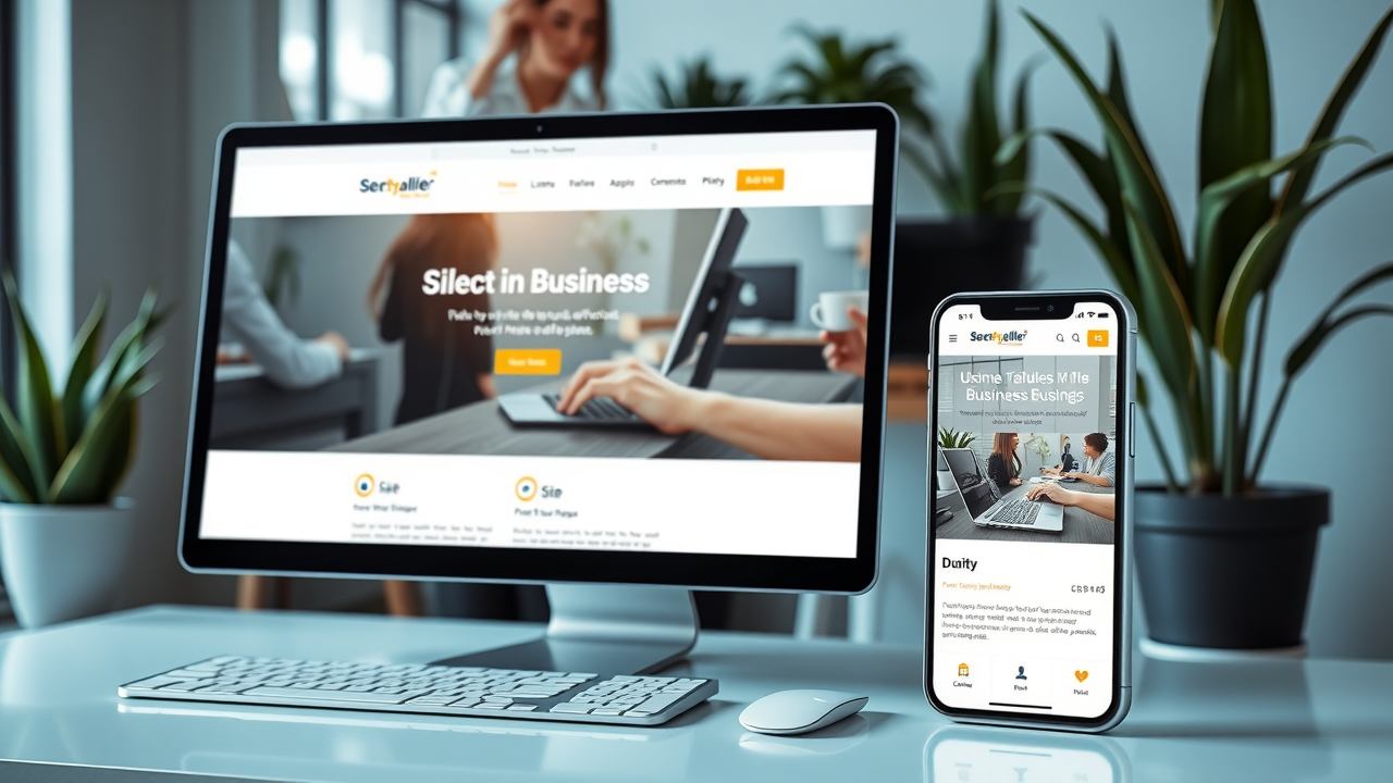 Sleek Muskegon small business marketing website design on desktop and mobile