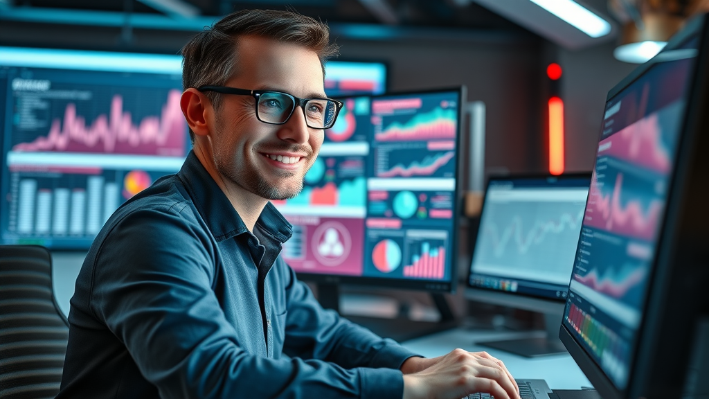 professional marketer in Muskegon tracking email campaign analytics, advanced digital marketing agency environment