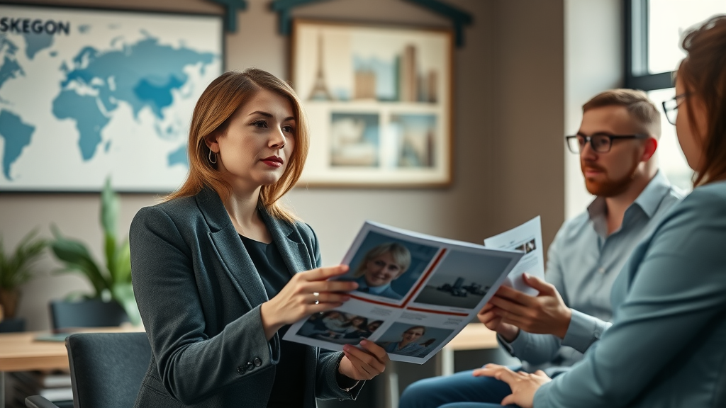 businesswoman reviewing marketing agency