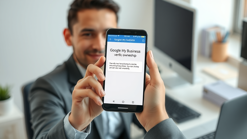 hands holding smartphone verifying Google My Business code for business profile claim