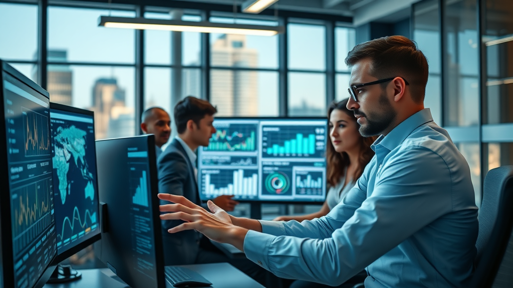 digital marketing agency Michigan marketing team analyzing digital analytics for internet marketing and local business growth in a modern Michigan office environment