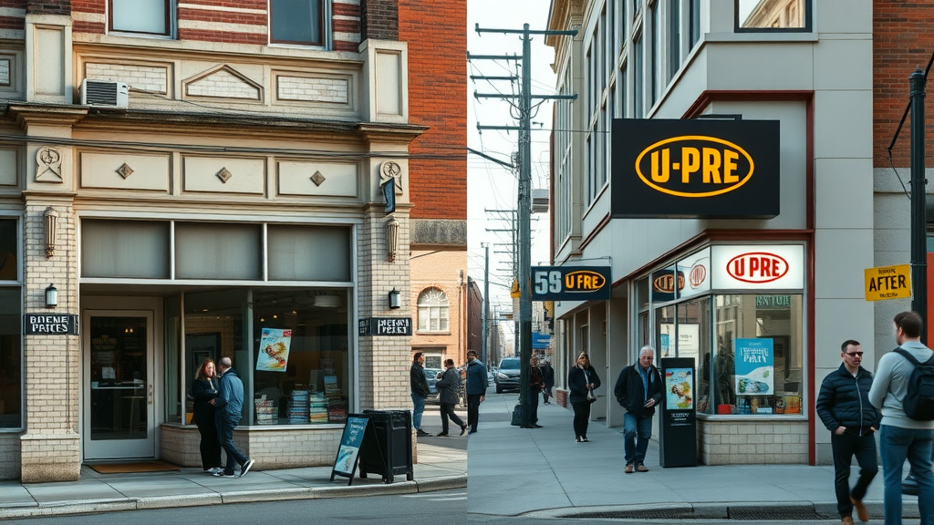 before and after Muskegon storefront digital transformation vibrant local business success