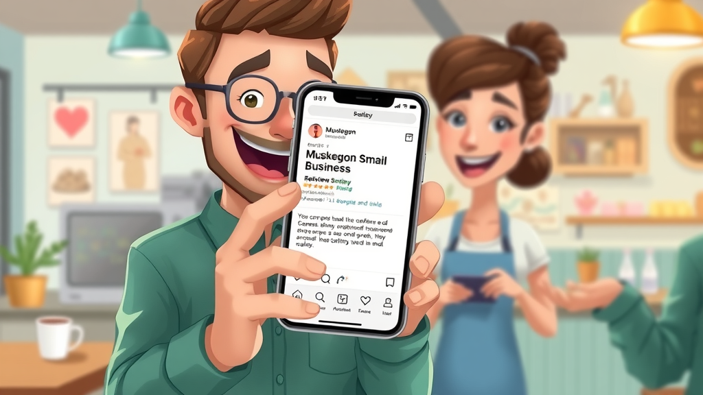 social media management Muskegon small business posts reviews smartphone customer coffee shop