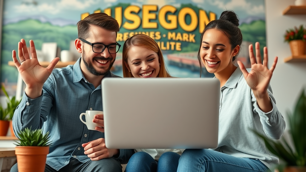 Muskegon business celebrating local search reviews, boosting Lake Michigan tourist trust