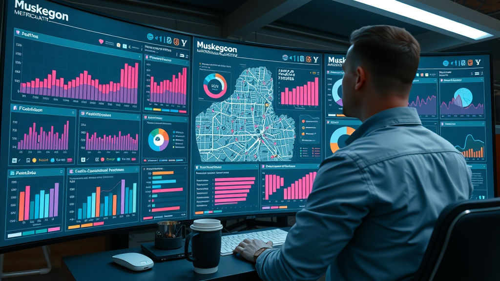 marketer using digital marketing dashboard for content marketing Muskegon