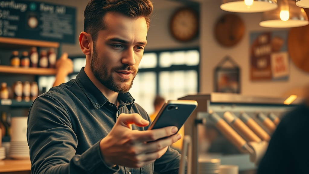 customer making digital purchase on small business commerce app