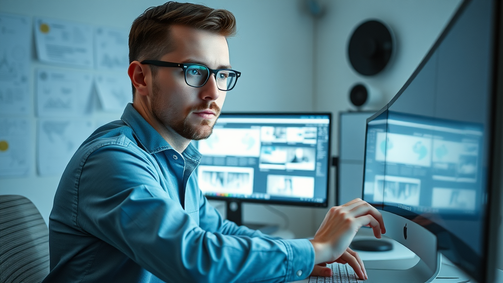 Trustworthy web design and website development for Muskegon online reputation branding with designer at work.