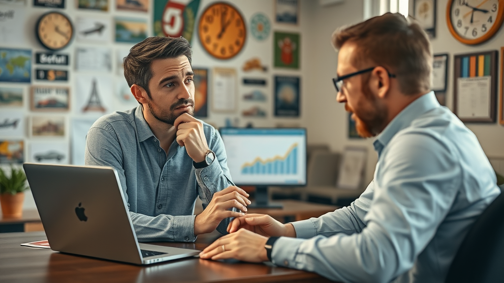 email marketing Muskegon MI consultant explaining analytics to local business client