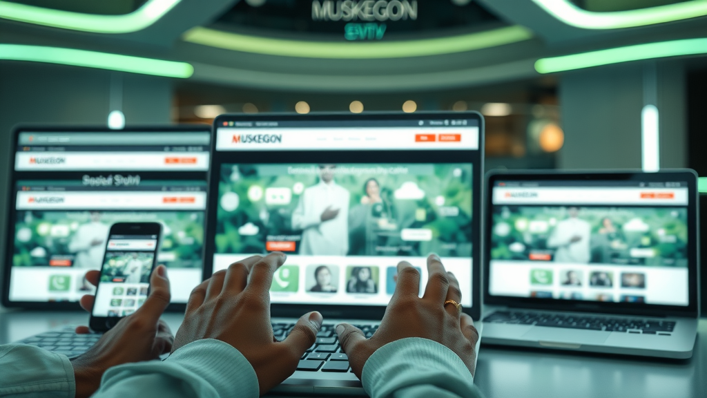 Modern Muskegon business website showcasing integrated social media marketing and professional design features