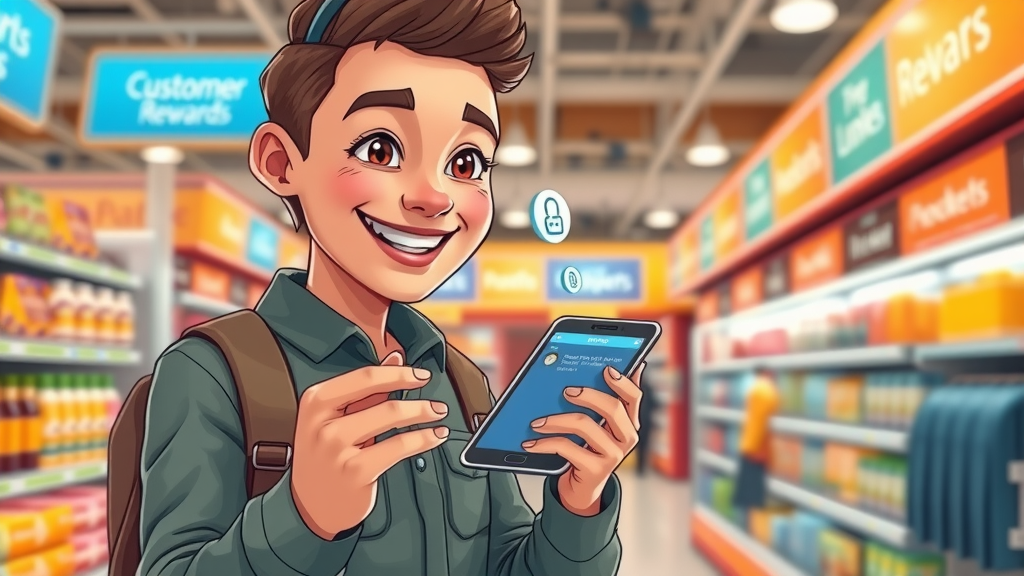 happy customer engaging with a rewards app for customer retention
