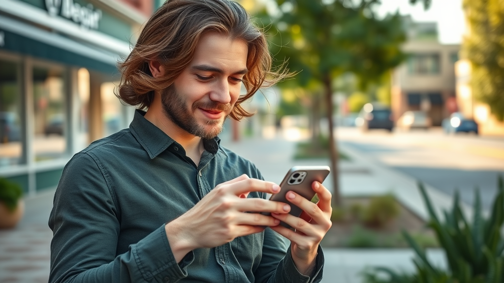 inspired Muskegon entrepreneur checking business app notifications, small business productivity apps Muskegon