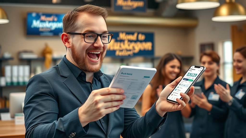 Muskegon entrepreneur showing app results to staff