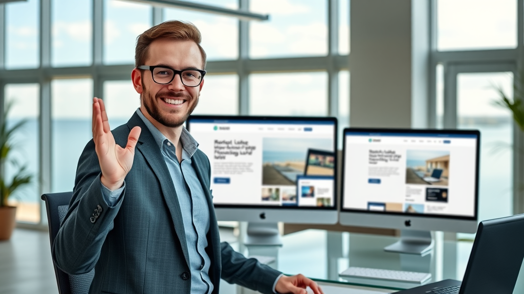 friendly website designer consulting with Muskegon small business owners about muskegon budget-friendly website design packages