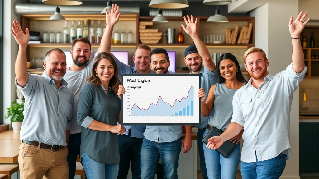 successful muskegon local business team celebrating improved analytics after launching budget-friendly website design