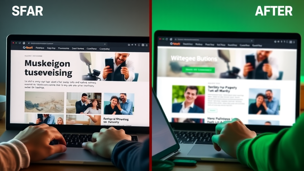 Before and after modern affordable web design Muskegon website transformation