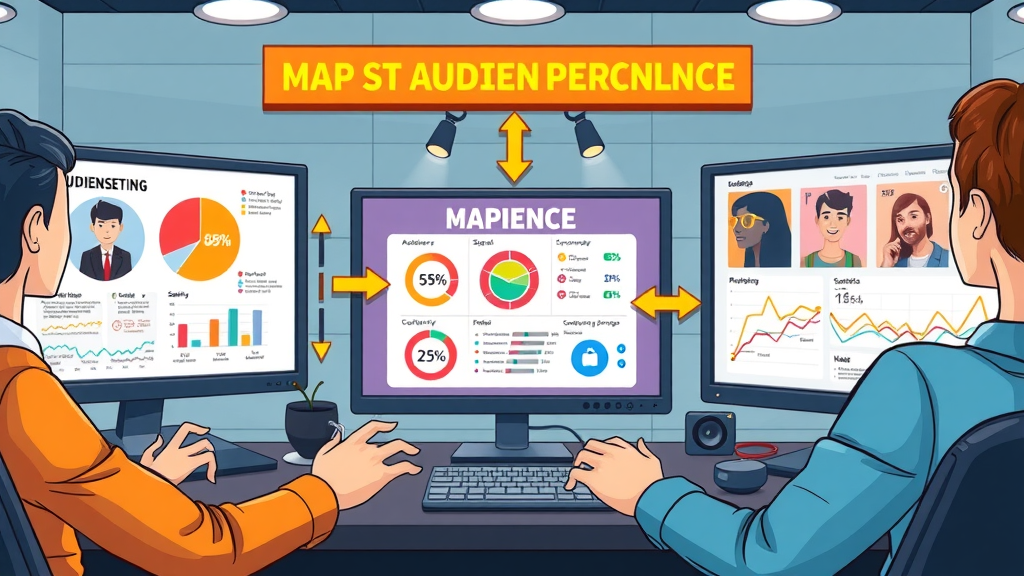 Vibrant digital marketing infographic mapping segmented target audience personas for effective campaign strategy in 2025