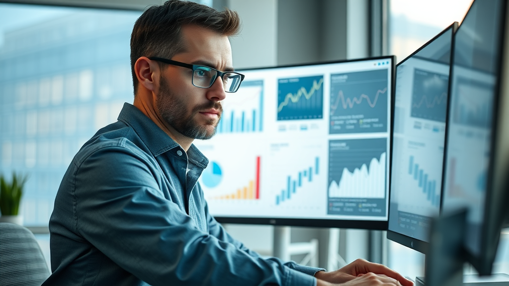 SEO expert analyzing search engine optimization analytics for Muskegon business
