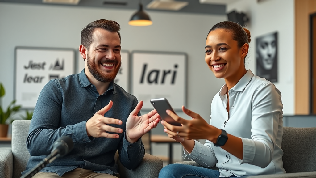 Brand identity video services consultation between small business owners in a modern office