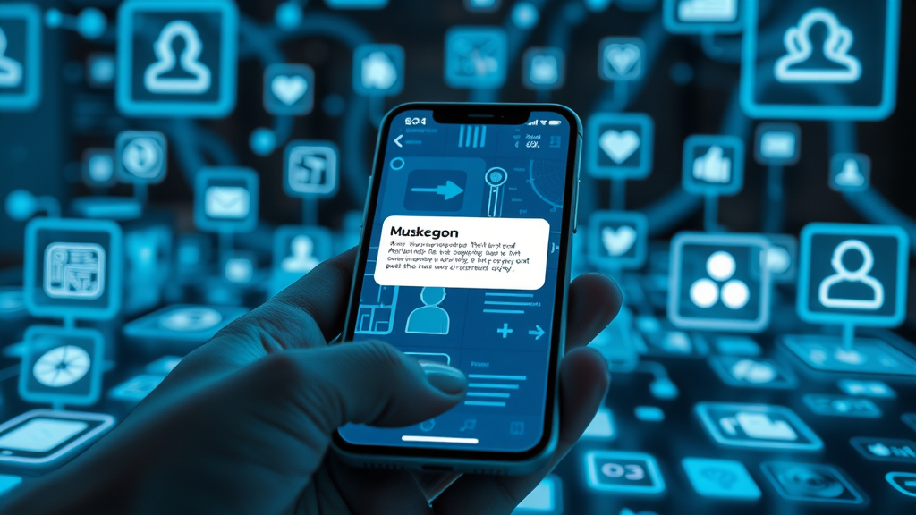 sleek smartphone interface showing Muskegon business app notification among digital tools - mobile app development user engagement