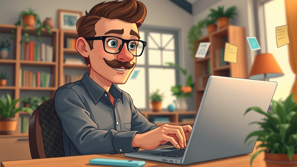Professional content creator blog post SEO techniques 2025, cozy office, crafting optimized content