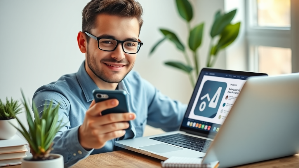 Sleek smartphone and laptop displaying a modern Muskegon startup website with responsive web design, showing seamless navigation for small business owners.