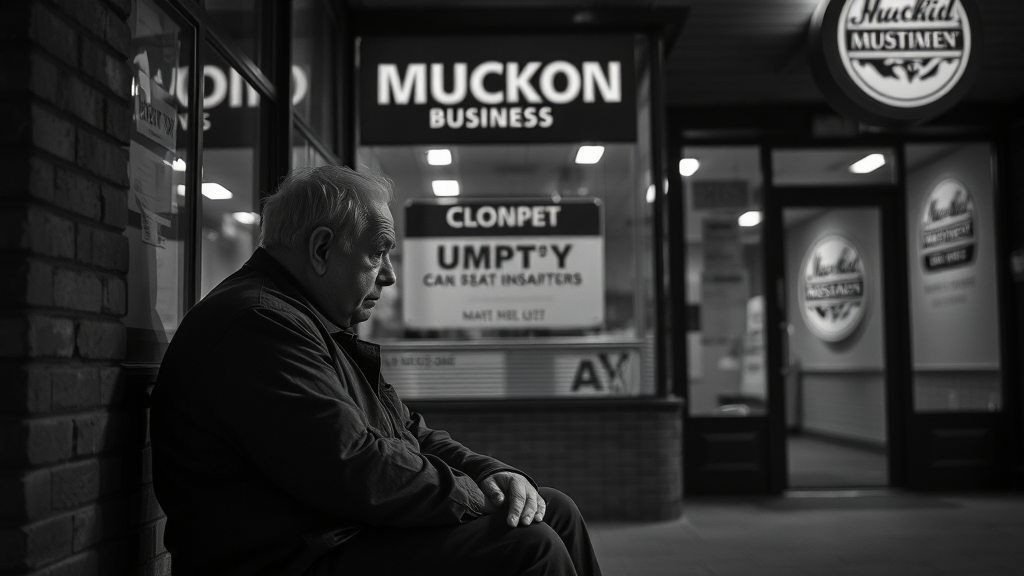 content marketing muskegon concern: empty Muskegon shop, worried business owner